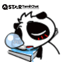 a star tamil chat logo with a cartoon of a man crying