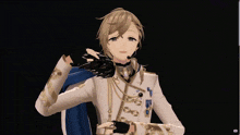 a screenshot of a video game character with a microphone on