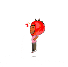 a cartoon of a person with a strawberry head wearing a pink shirt that says supreme