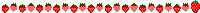 a row of red and green feathers are lined up in a row on a white background .