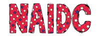 the word naidc is red with white and blue stars