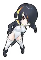a drawing of a penguin girl with headphones on
