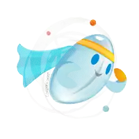 a cartoon character with a blue cape and a copper vision logo on the bottom right