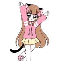 a drawing of a girl with a cat ear and a cat tail