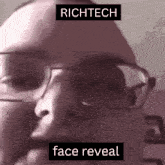 a close up of a face with the words richtech face reveal