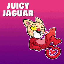 a cartoon of a jaguar with the words juicy jaguar on the bottom