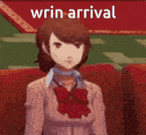 a picture of a girl with the words wrin arrival written above her