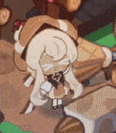 a cookie run character is sitting on a rock .