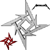a metallica logo is shown with a red star in the background