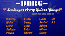 destroyer army rulexx gang is written on a blue background
