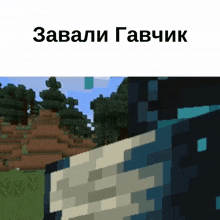 a picture of a whale in minecraft with the words " завали гавчик "