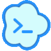 a blue cloud with a blue arrow pointing to the right
