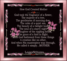 a poem about how god created mother with pink flowers