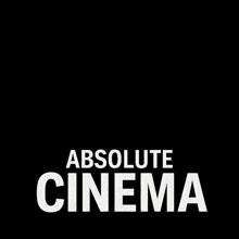 a cartoon of a man sitting in a chair with the words absolute cinema above him