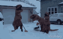 Dinosaurs Snowball Fight GIF - Dinosaurs Snowball Fight Shoveling GIFs