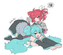 a drawing of a girl brushing another girl 's hair with the name pana neji written on the bottom right