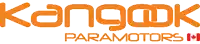 a logo for kangok paramotors in orange