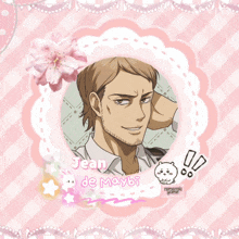 a picture of jean de maybi with a pink background