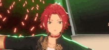 a cartoon character with red hair and a green jacket