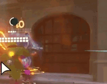 a video game scene with a lightning bolt and the number 10 on the wall .