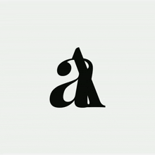 a black letter a is against a white backdrop