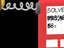a cartoon drawing of a yellow ball and a red box with the words solve on it