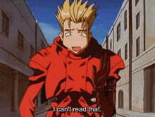 Vash The Stampede Trigun GIF - Vash The Stampede Trigun I Can'T Read That GIFs