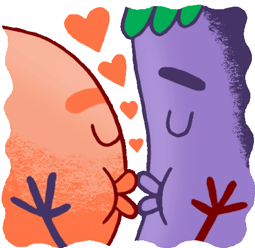 Peach And Eggplant Kissing Passionately Sticker - Peachieand Eggie Google Love Stickers