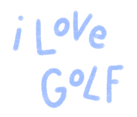 a blue sign that says i love golf