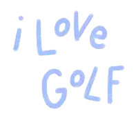 a blue sign that says i love golf