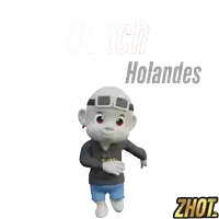 a cartoon character is wearing a hoodie that says zhot on it