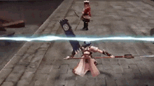 a video game is being played with two people fighting each other