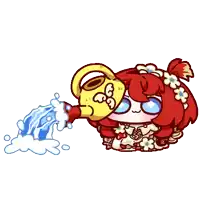 a cartoon of a girl pouring water from a watering can