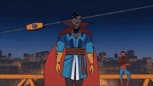 a cartoon drawing of doctor strange holding a ring of fire