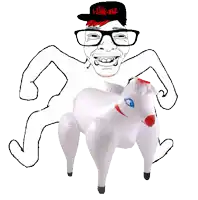 a drawing of a man wearing glasses and a hat that says honk 132