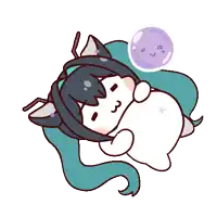 a cartoon drawing of a cat with a bubble coming out of it