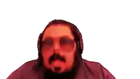 a man with a beard and sunglasses is wearing a red shirt that says ' freedom ' on it
