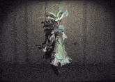 a drawing of a ghost with a long green haired head