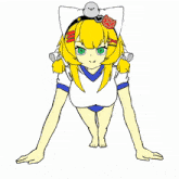 a drawing of a girl with a cat ear headband and a bird on her head