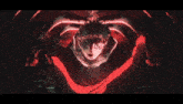 a blurry picture of a person 's face in a dark room with red lights .