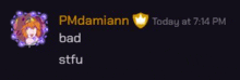 a screenshot of a message from pmdamiann today at 7:14 pm .