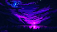 it looks like a pixel art of a night sky with a crescent moon .