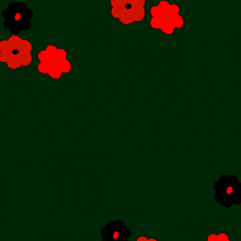 a green background with red and black flowers and the words " i 'm sorry "