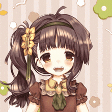 a girl with a flower in her hair is wearing a headband