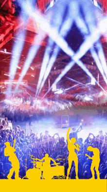 a crowd of people are watching a band perform on stage