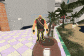 a cartoon character in a video game with a camera displayed in the corner