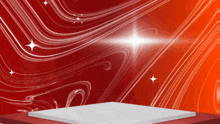a red background with white lines and stars and a white square in the foreground