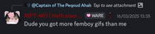 captain of the pegoud ahab tap to see attachment dude you got more femboy gifs than me 16/03/2025 13:35