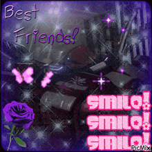 a picture of a purple rose with the words best friends smilo smilo