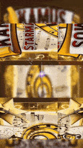 the word starma that is on a yellow object